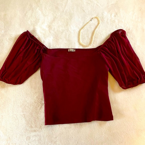 Free People Tops - Free People | Burgundy Off-Shoulder Top